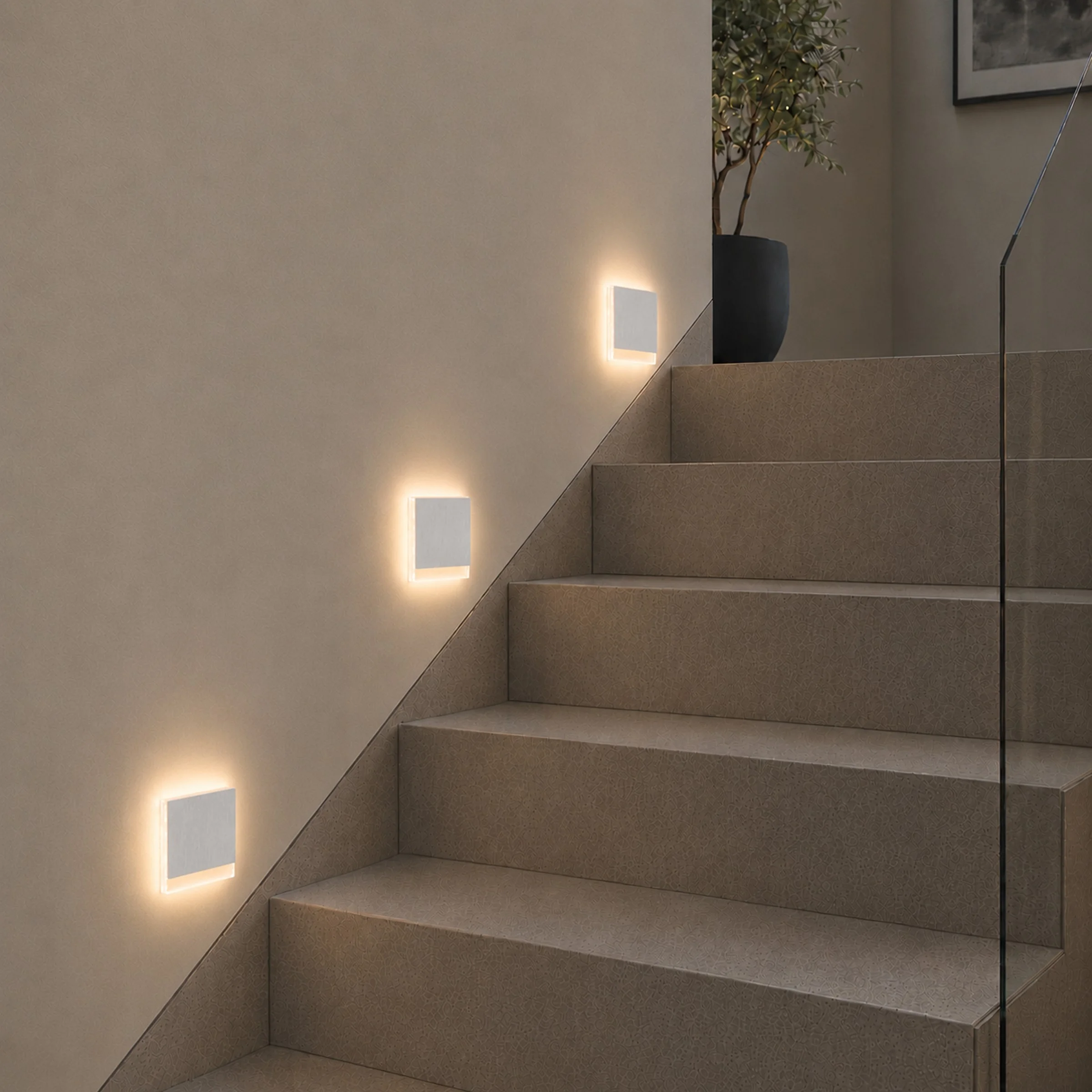 Ledyra Sirius – LED-Treppenleuchte – Alu-Bicolor – IP20 – Anwendungsbeispiel