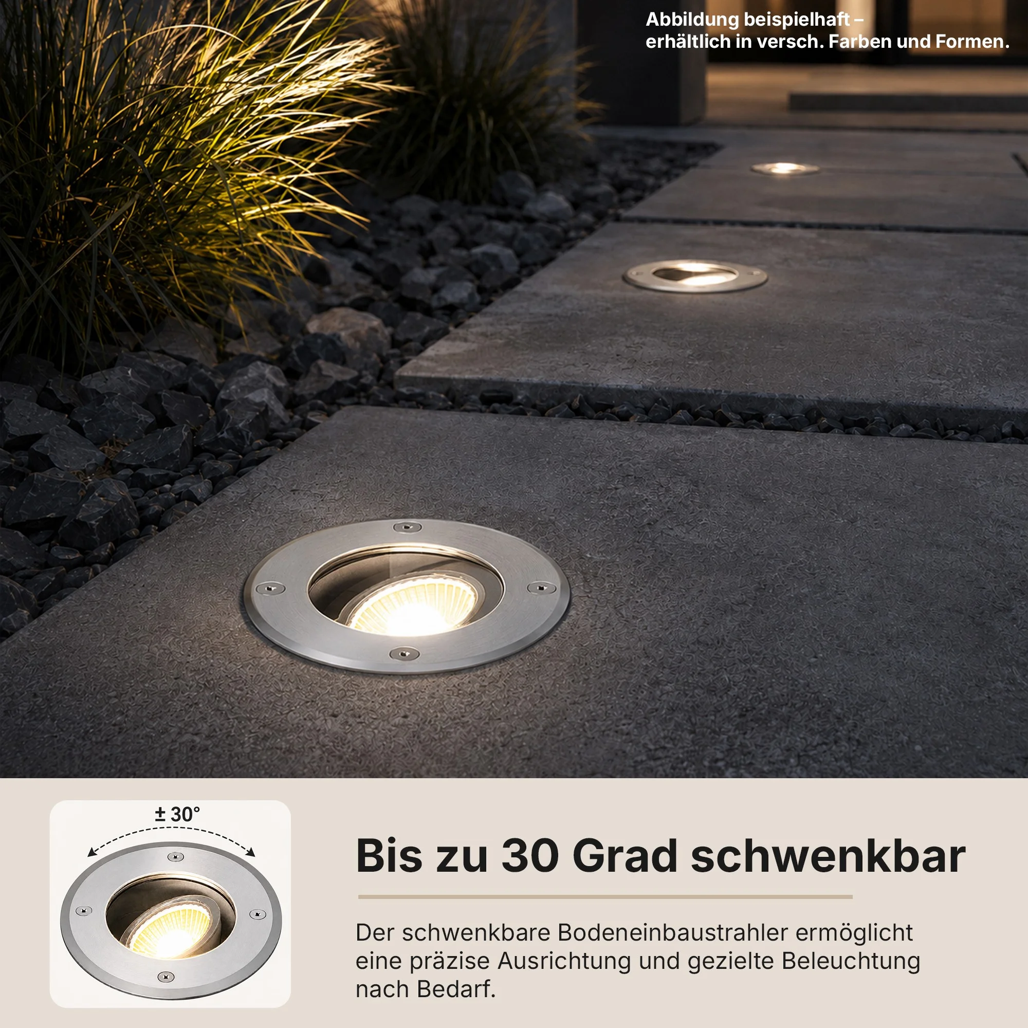 Ledyra Tetra – Bodeneinbaustrahler eckig, schwenkbar – Schwarz – Lichtfarbe einstellbar – Eigenschaften im Überblick