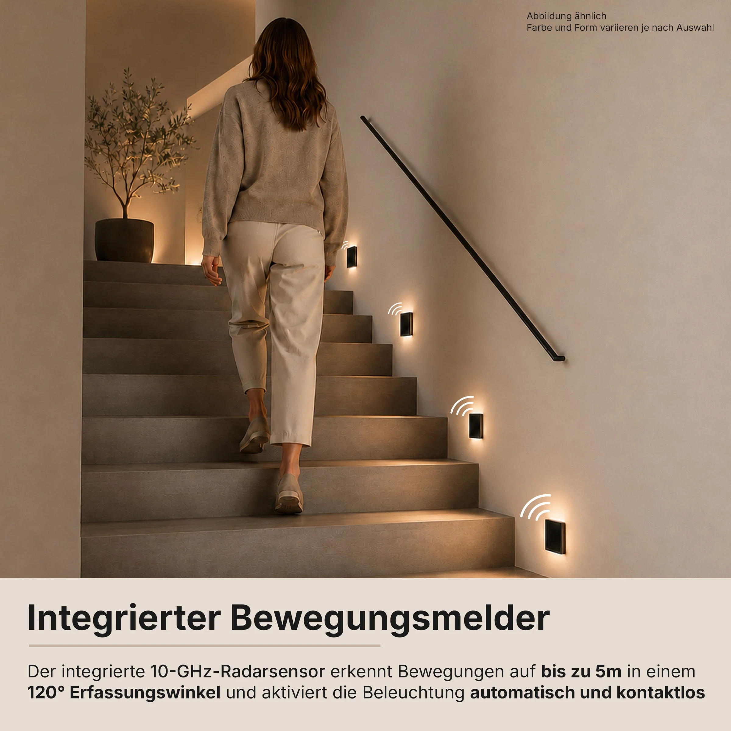 Ledyra Aura – LED-Treppenleuchte – Alu-Bicolor – IP20 – mit Bewegungsmelder – Eigenschaften im Überblick