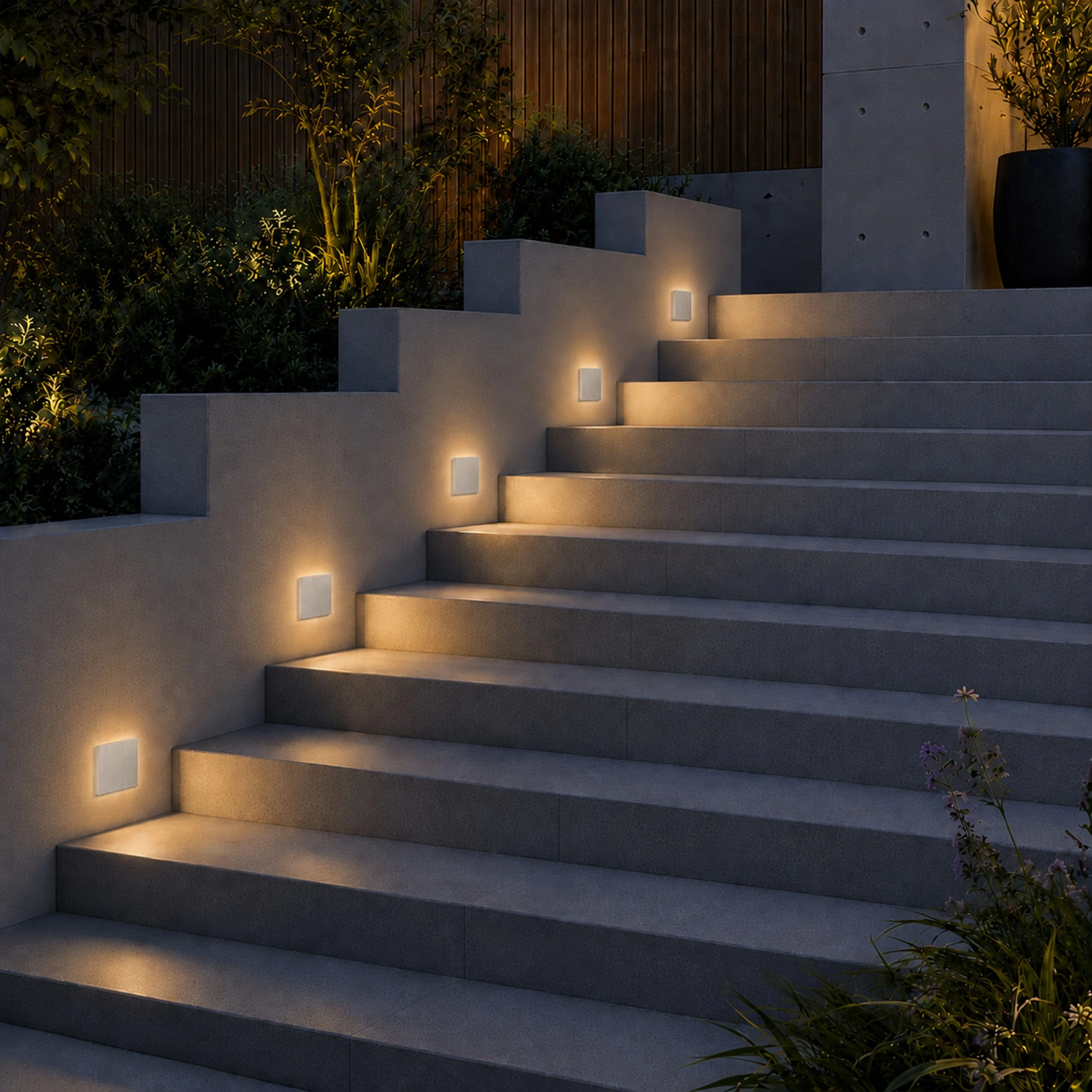 Ledyra Aura – LED-Treppenleuchte – Alu-Bicolor – IP44 – Anwendungsbeispiel
