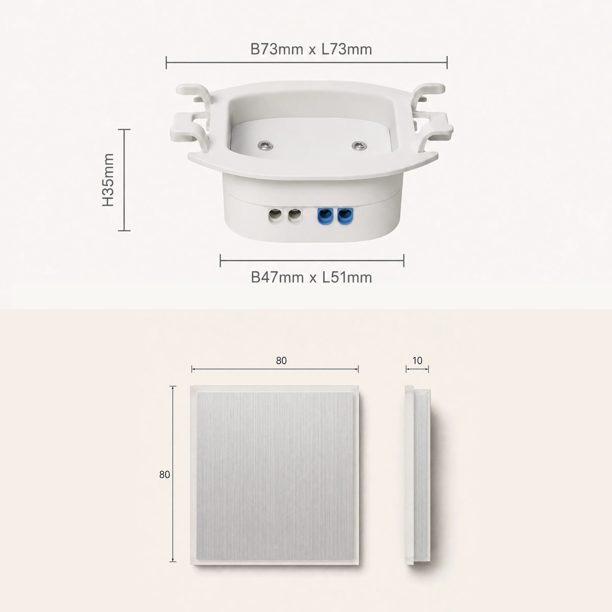 Ledyra Vela – LED-Treppenleuchte – Alu-Bicolor – IP20 – Technische Zeichnung