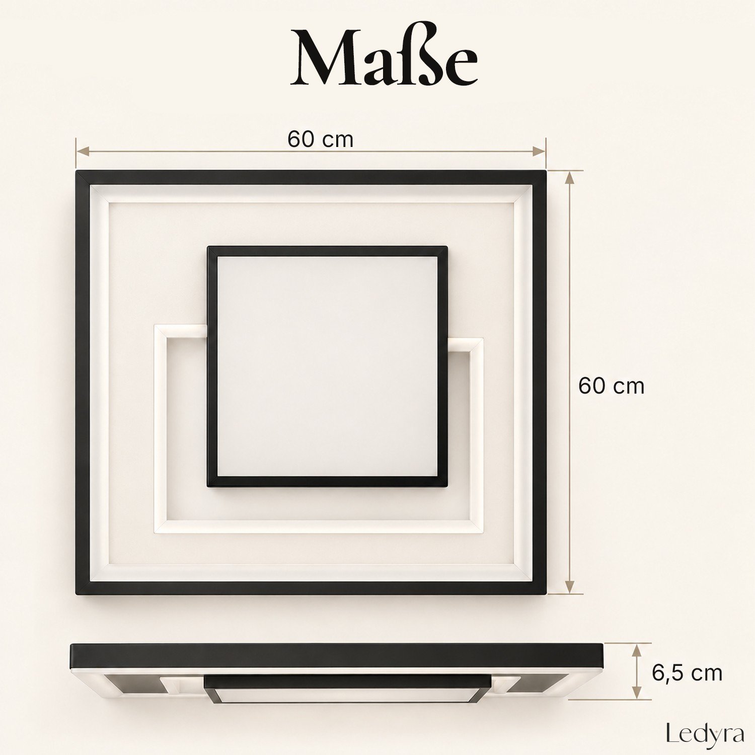 Maße von QUADRA: 60 × 60 cm, 6,5 cm hoch