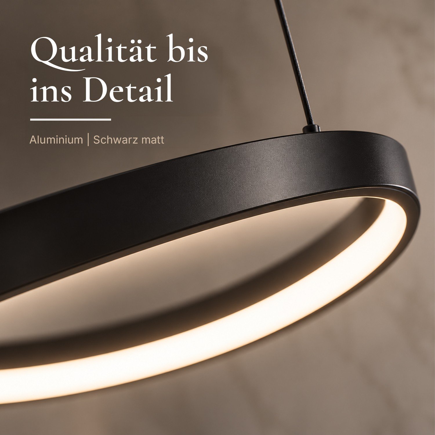 Nahaufnahme des mattschwarzen Aluminiumrings von ONORIA