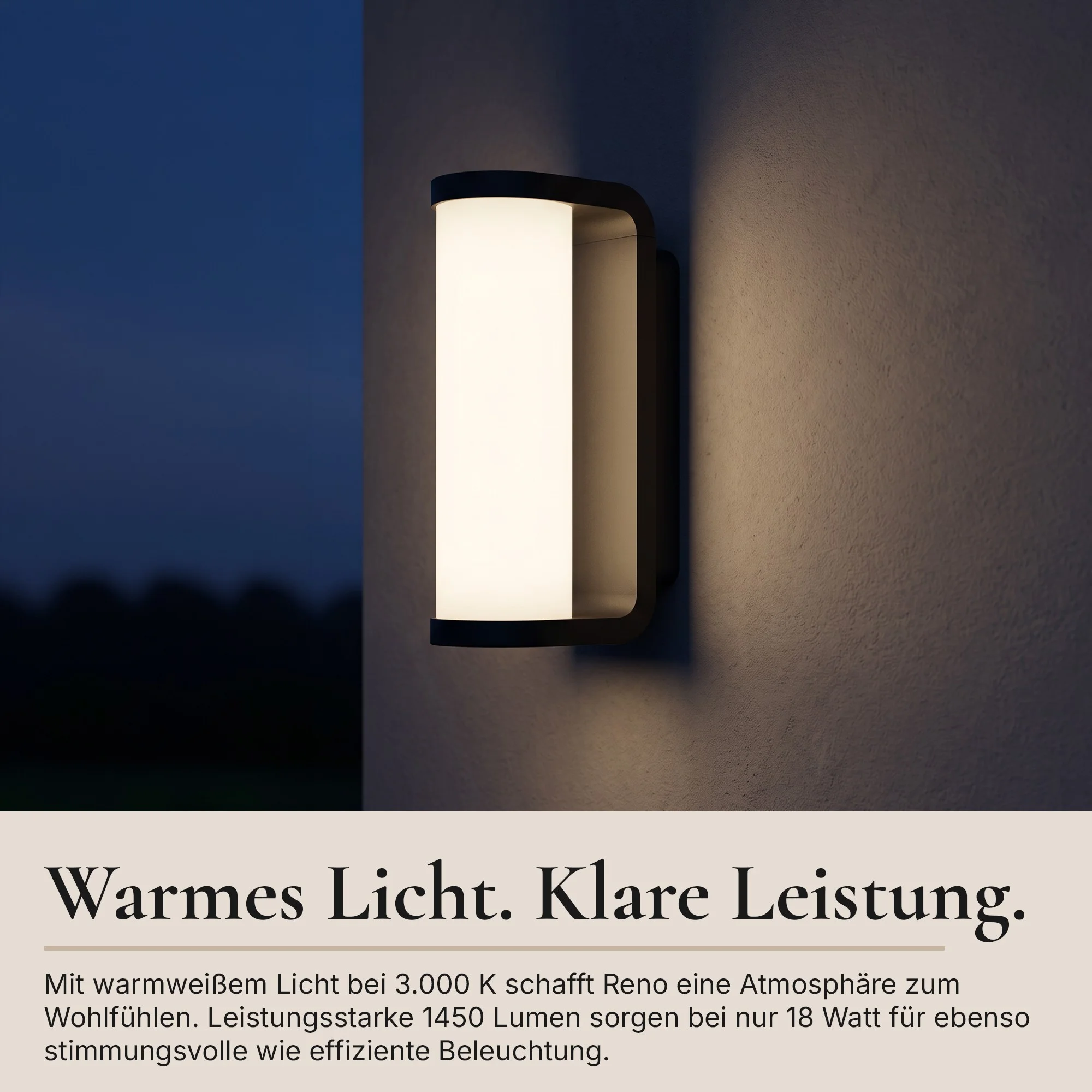 Ledyra Reno – LED-Außenwandleuchte – 18 W – Warmweiß – Eigenschaften im Überblick