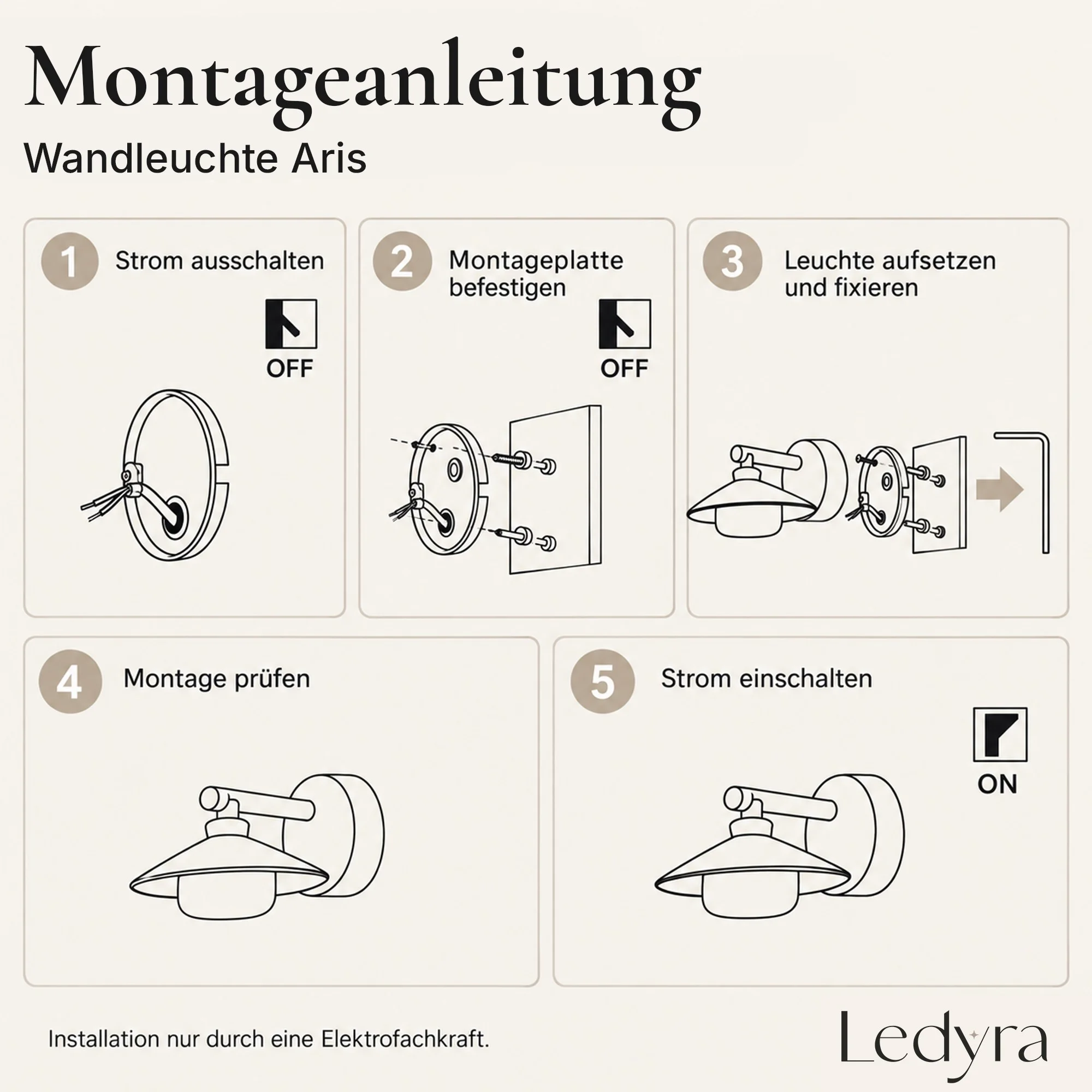 Ledyra Aris – LED-Außenwandleuchte – Anthrazit – 18 W – Warmweiß – Technische Zeichnung