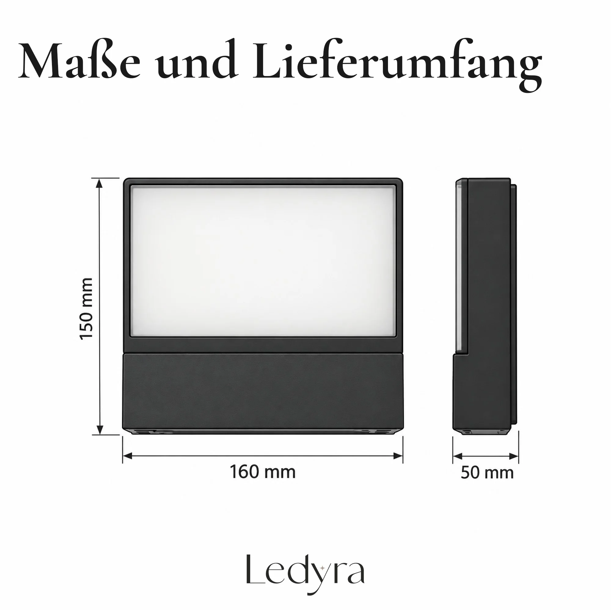 Ledyra Meto – LED-Außenwandleuchte – 18 W – Warmweiß – Technische Zeichnung
