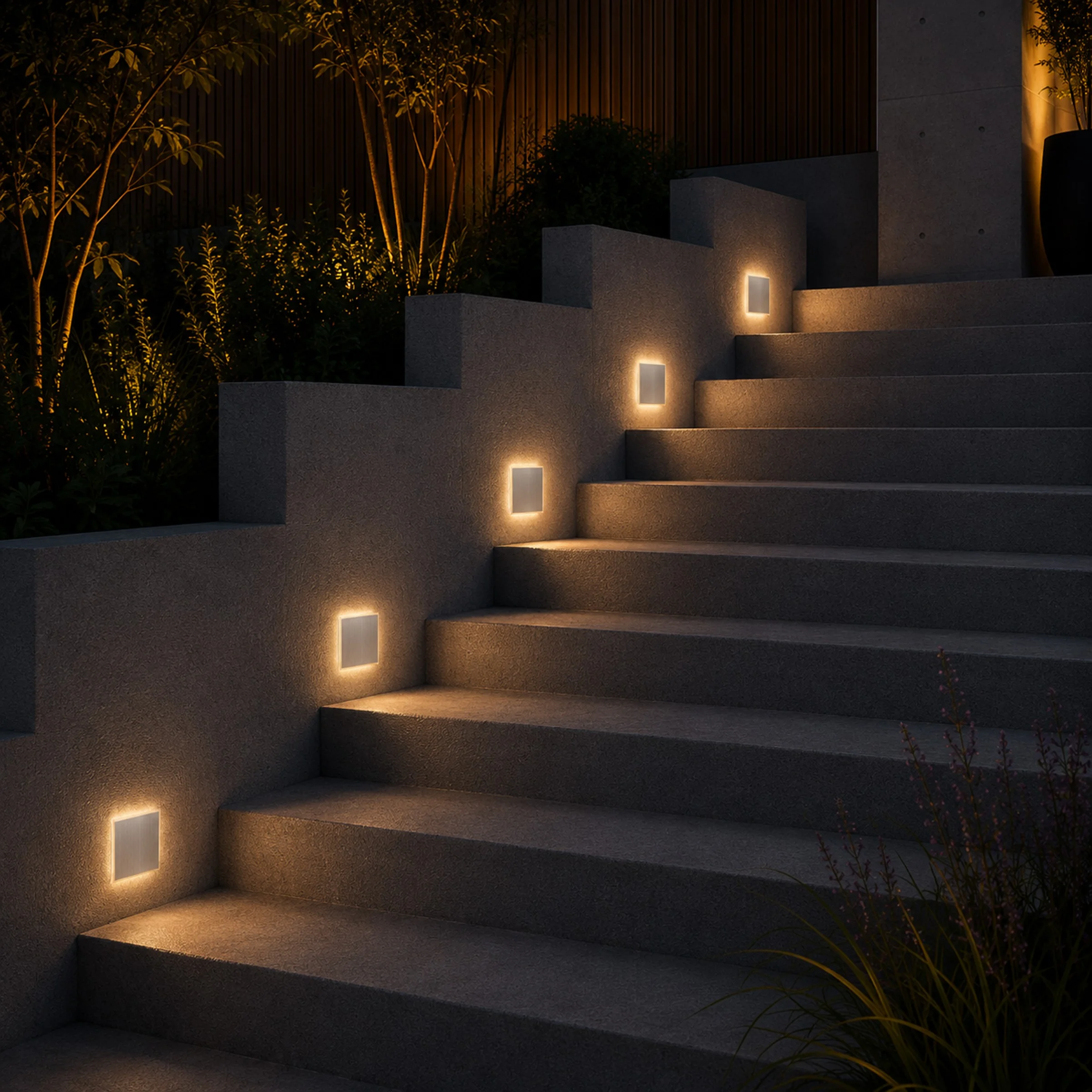 Ledyra Vela – LED-Treppenleuchte – Alu-Bicolor – IP44 – Anwendungsbeispiel