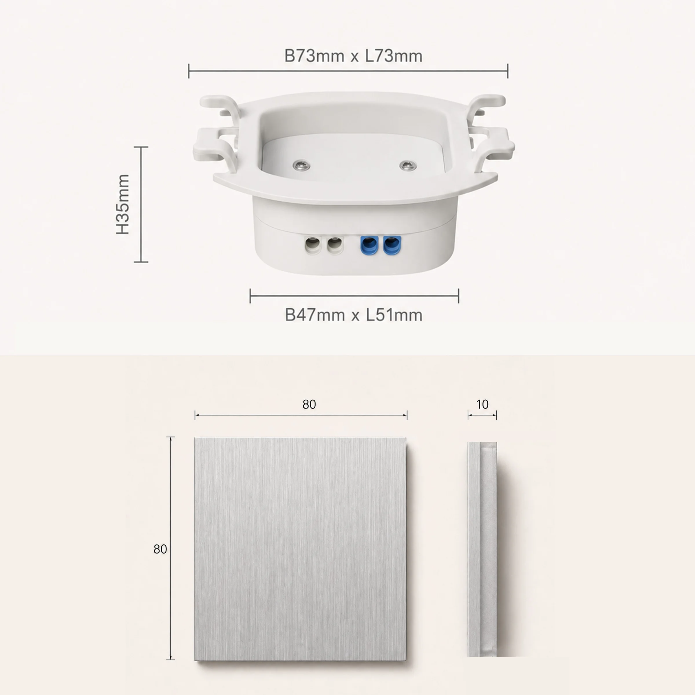 Ledyra Aura – LED-Treppenleuchte – Alu-Bicolor – IP20 – Technische Zeichnung