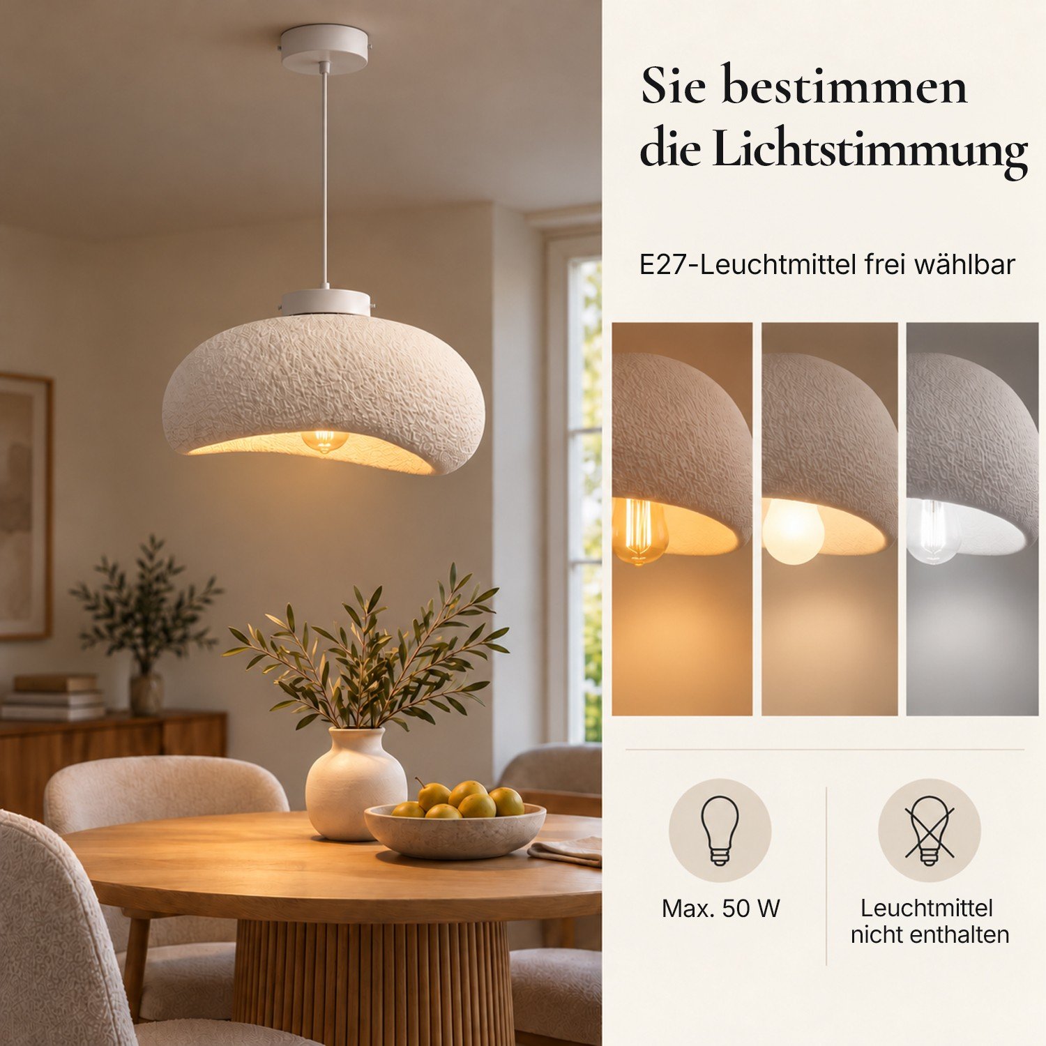 STRATUS mit E27-Leuchtmittel in verschiedenen Lichtfarben