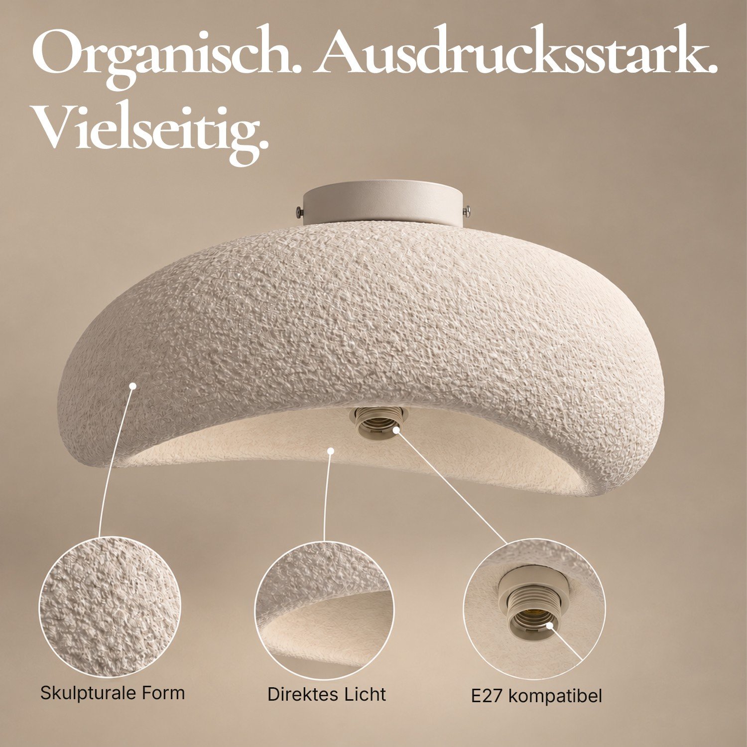 Details von CUMULUS: Wolkenform, Oberfläche und E27-Fassung