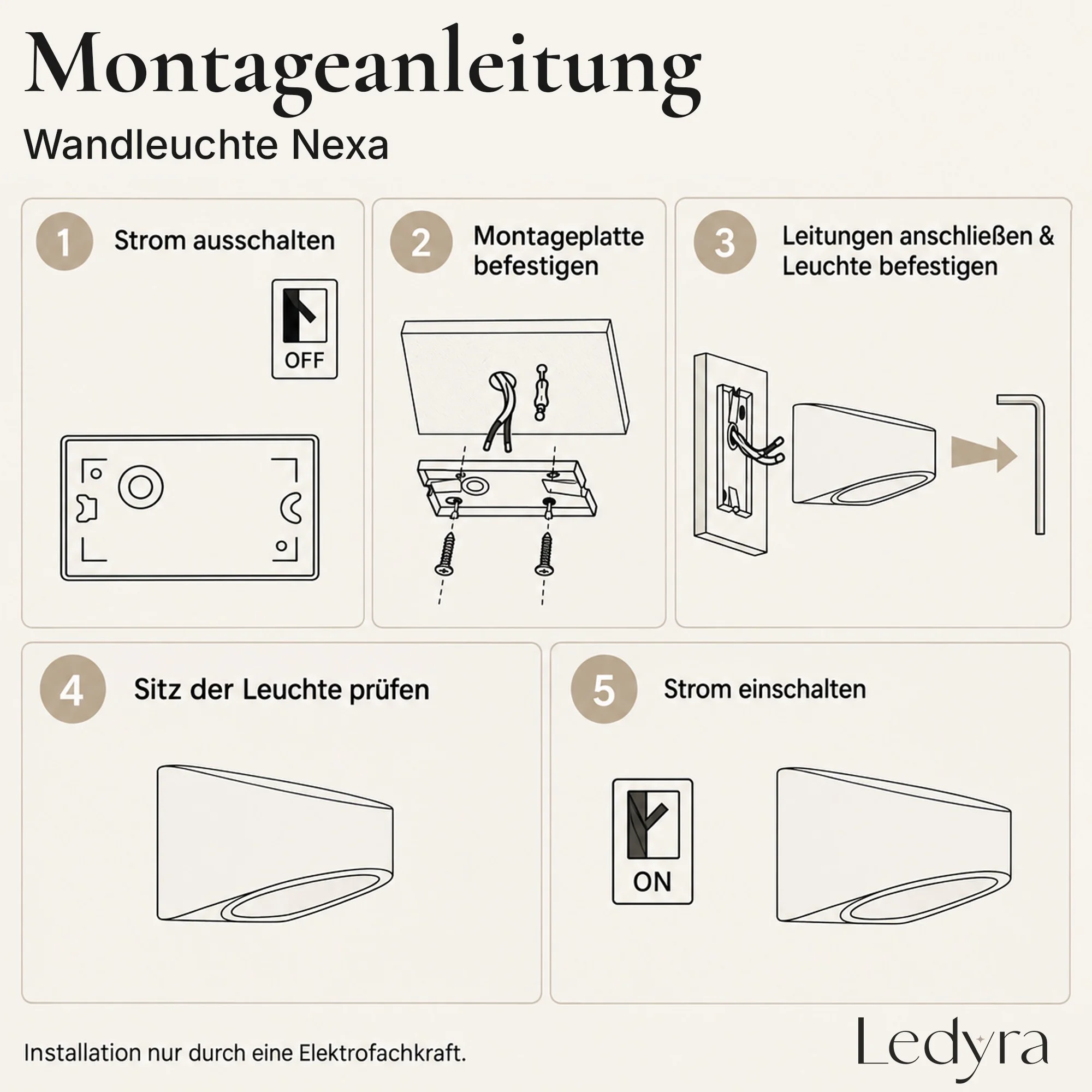 Ledyra Nexa – LED-Außenwandleuchte – Anthrazit – 14 W – Warmweiß – Technische Zeichnung
