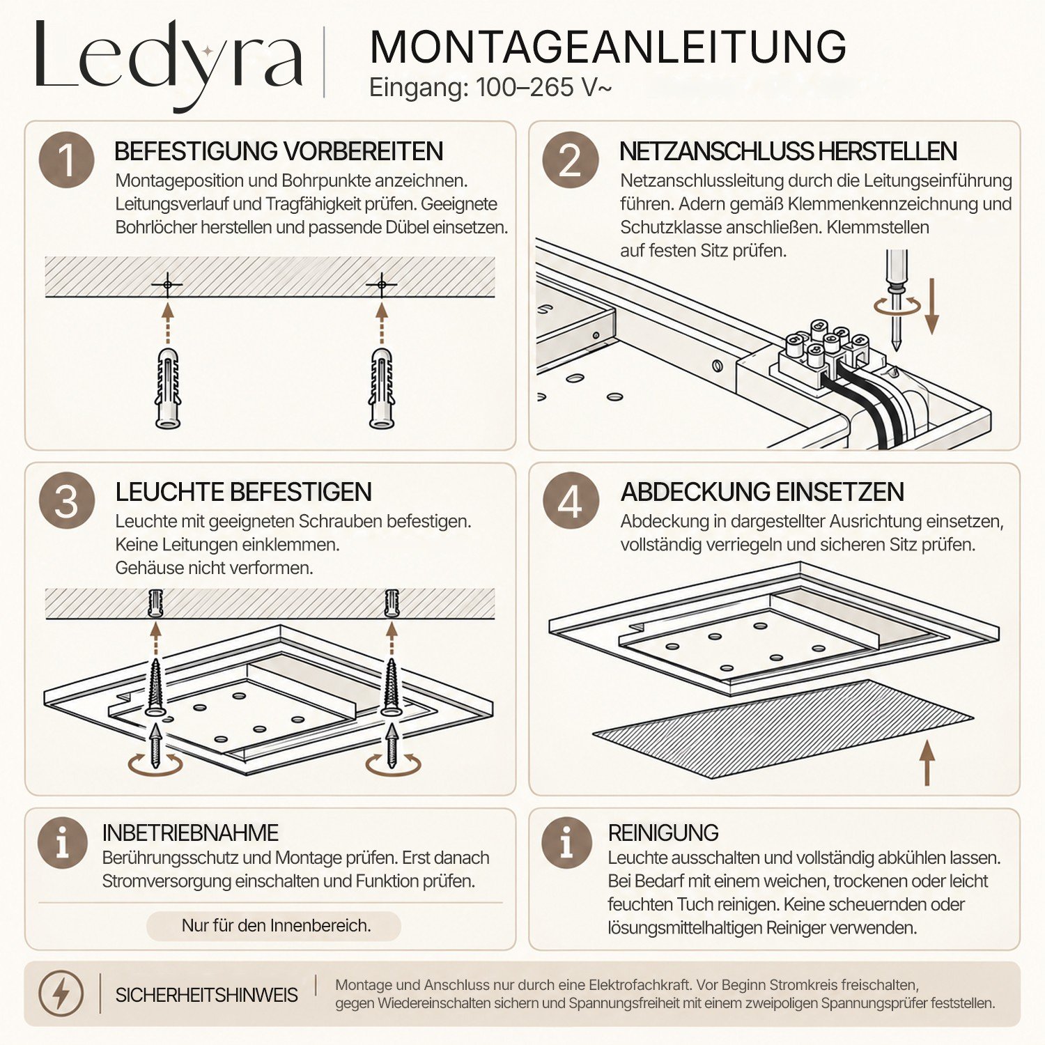Montage von QUADRA in vier Schritten
