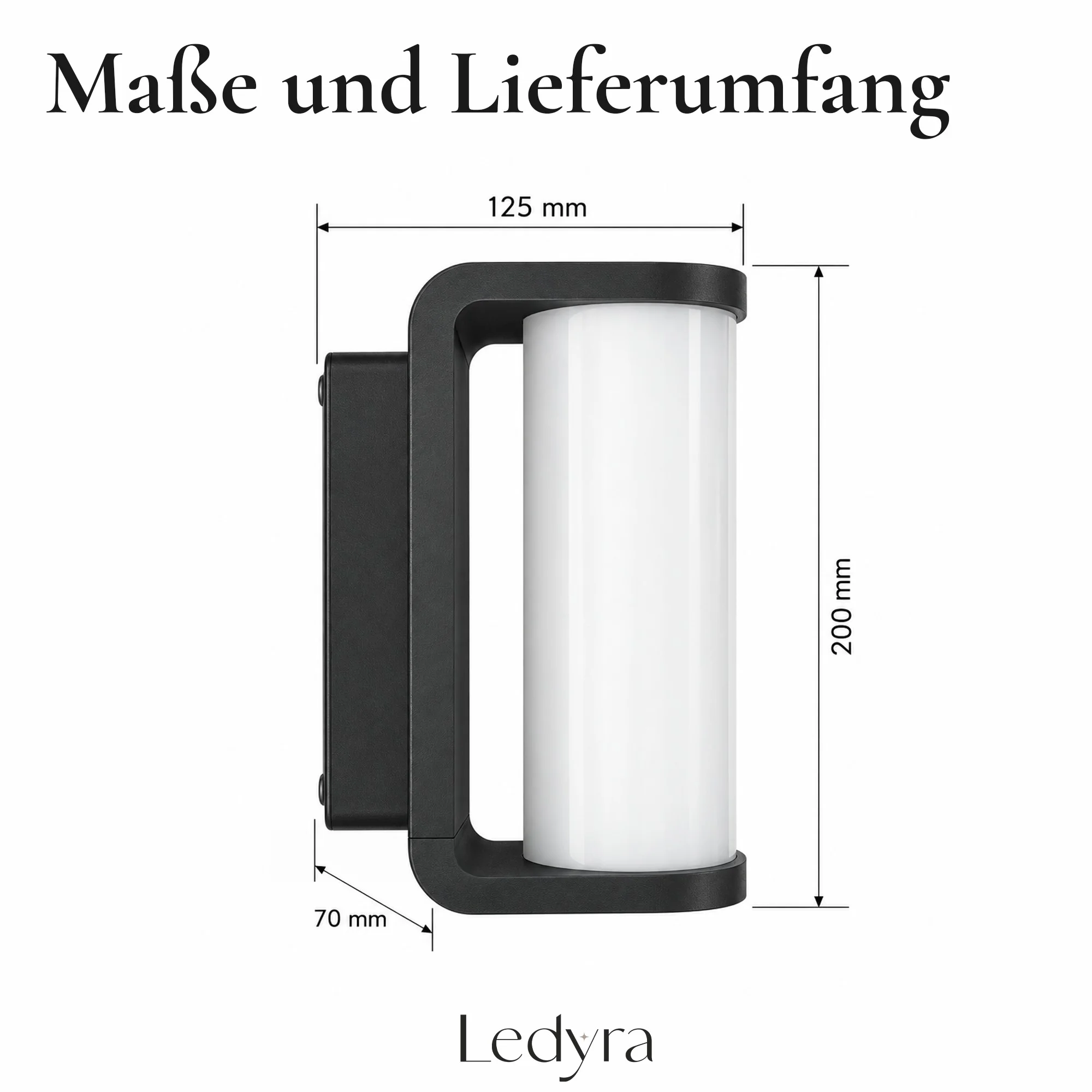 Ledyra Reno – LED-Außenwandleuchte – 18 W – Warmweiß – Technische Zeichnung
