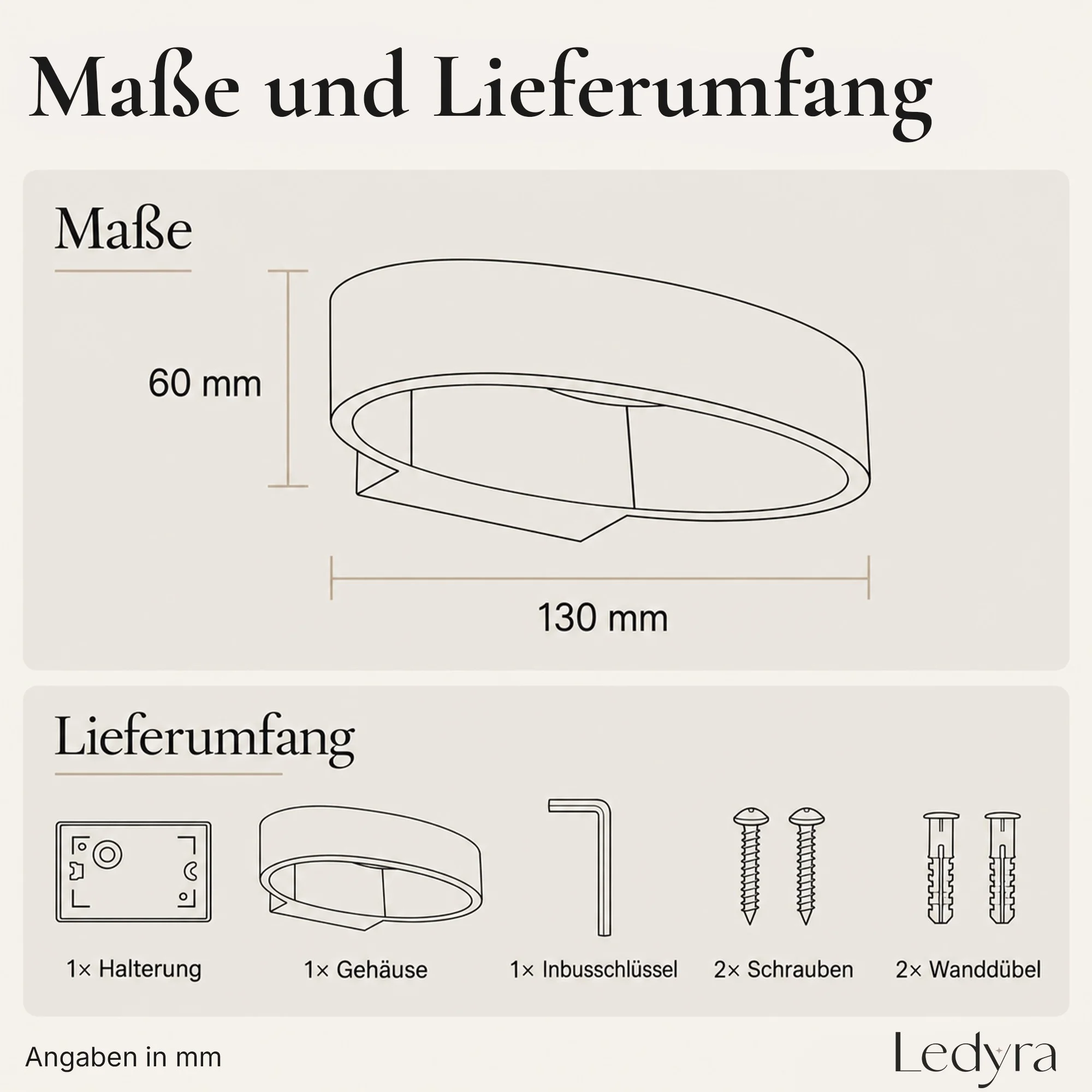 Ledyra Aero – LED-Außenwandleuchte – Anthrazit – 6 W – Warmweiß – Technische Zeichnung