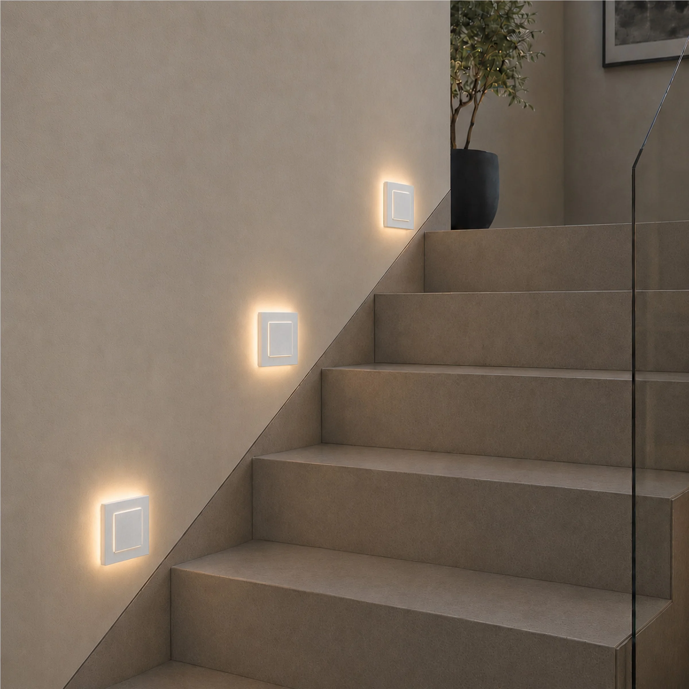 Ledyra Lyra – LED-Treppenleuchte – Alu-Bicolor – IP20 – mit Bewegungsmelder – Anwendungsbeispiel