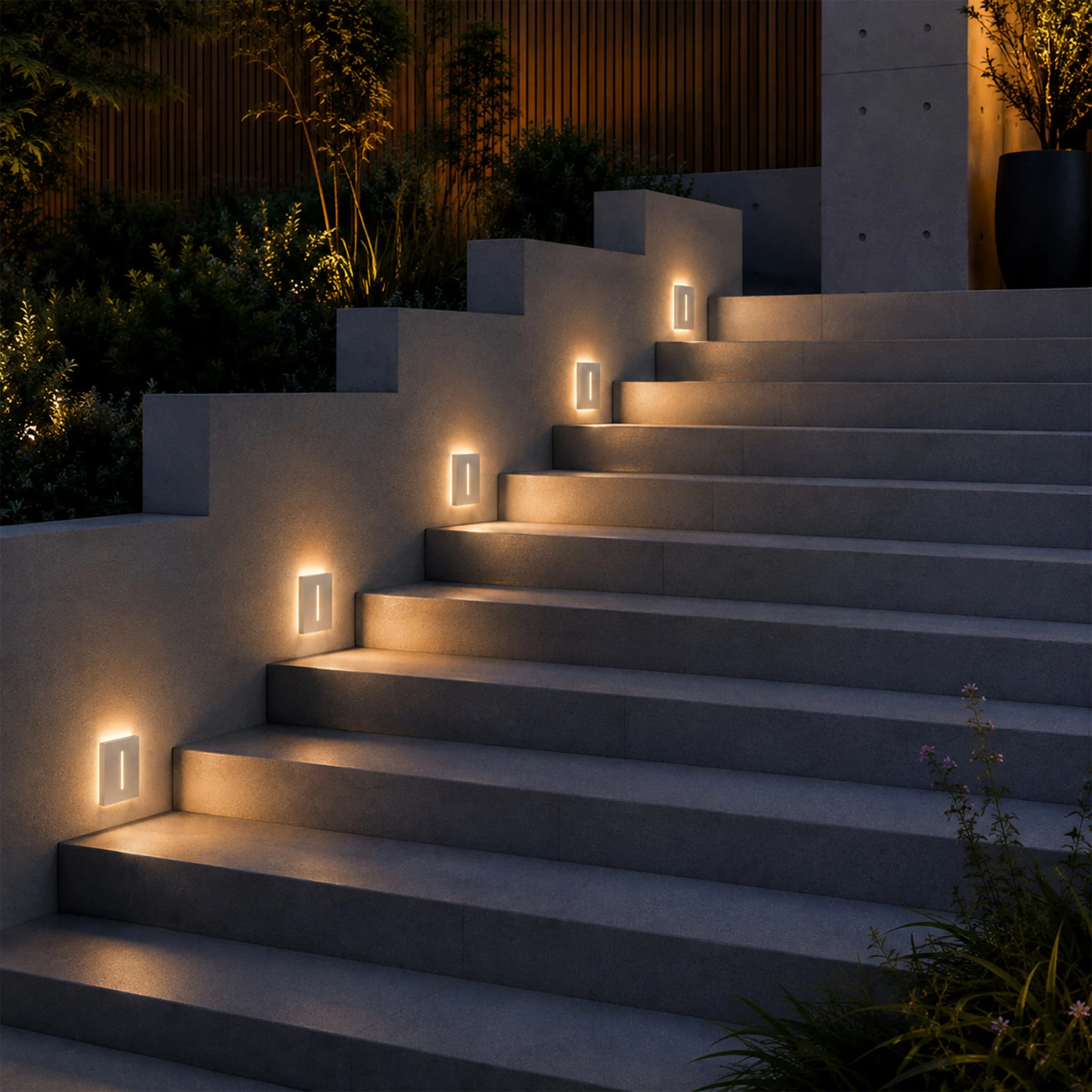 Ledyra Polaris – LED-Treppenleuchte – Alu-Bicolor – IP44 – Anwendungsbeispiel