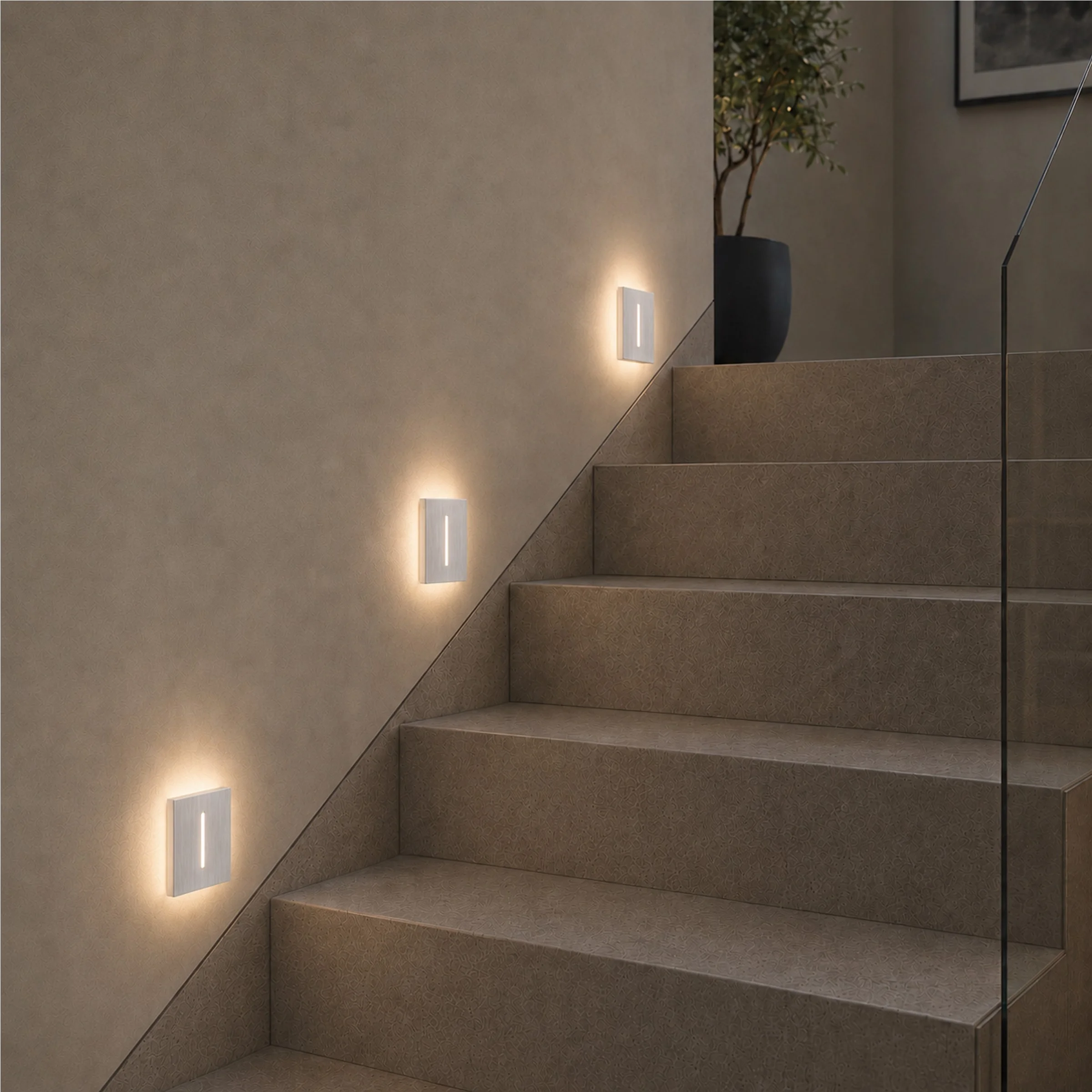 Ledyra Polaris – LED-Treppenleuchte – Alu-Bicolor – IP20 – mit Bewegungsmelder – Anwendungsbeispiel