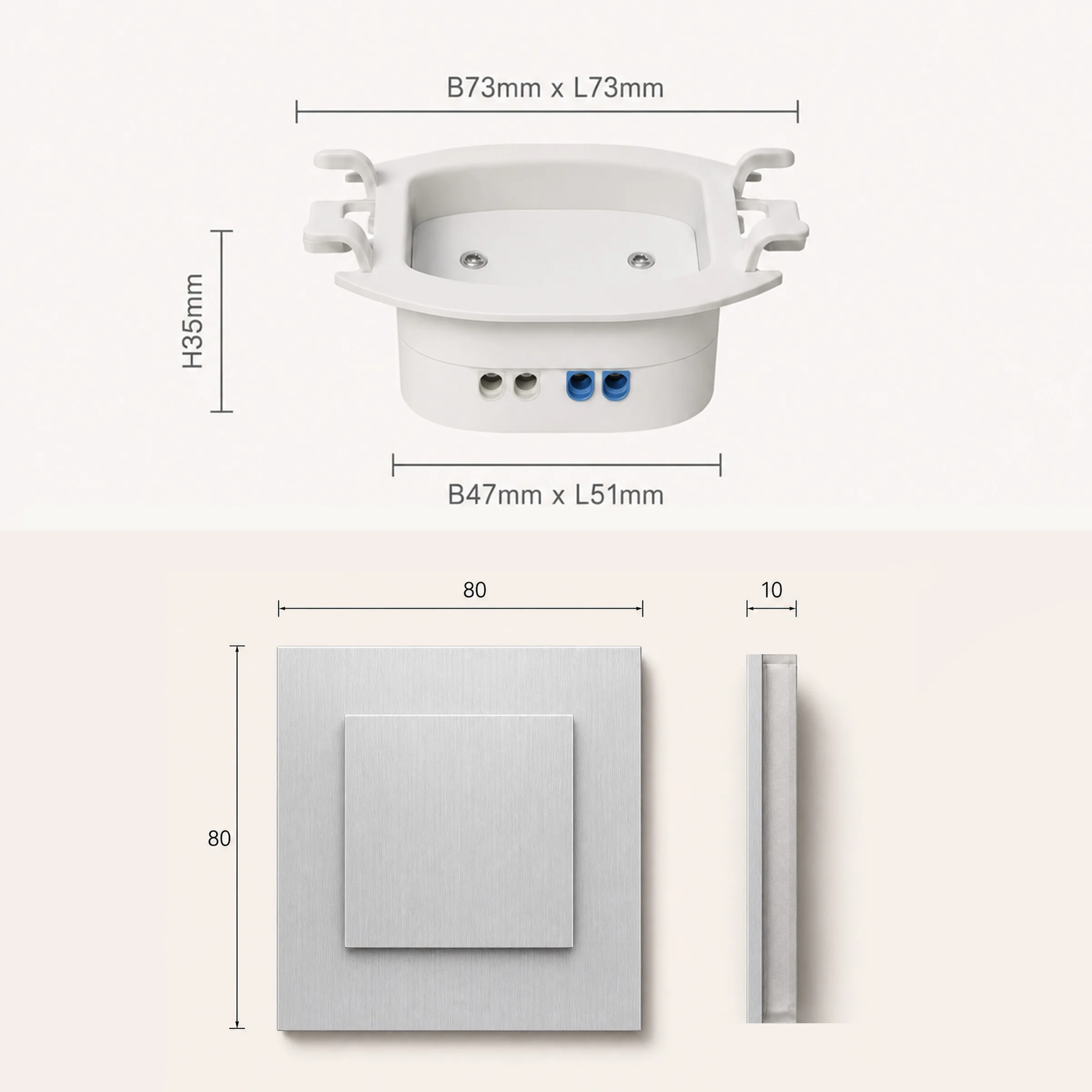 Ledyra Lyra – LED-Treppenleuchte – Alu-Bicolor – IP20 – Technische Zeichnung