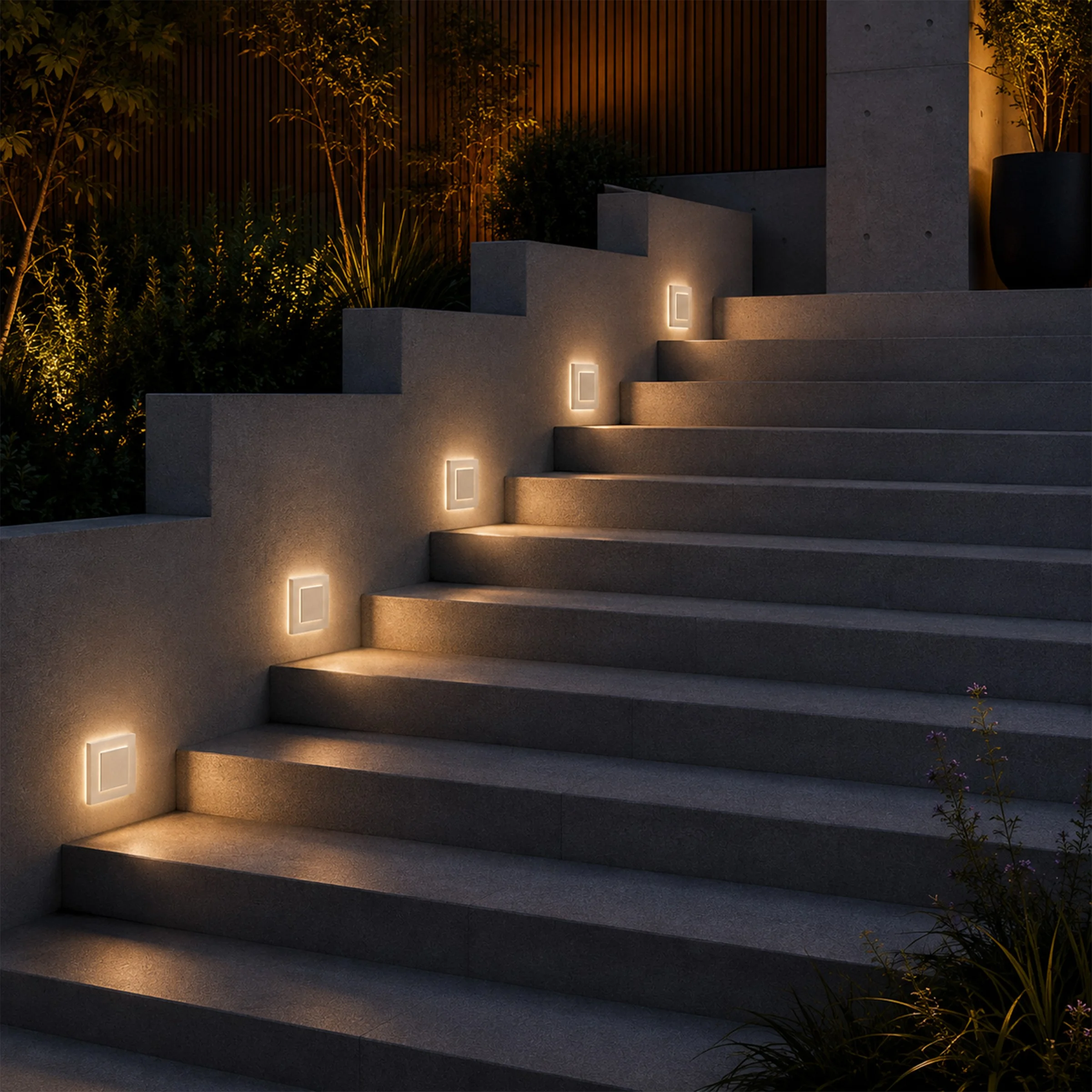 Ledyra Lyra – LED-Treppenleuchte – Alu-Bicolor – IP44 – Anwendungsbeispiel