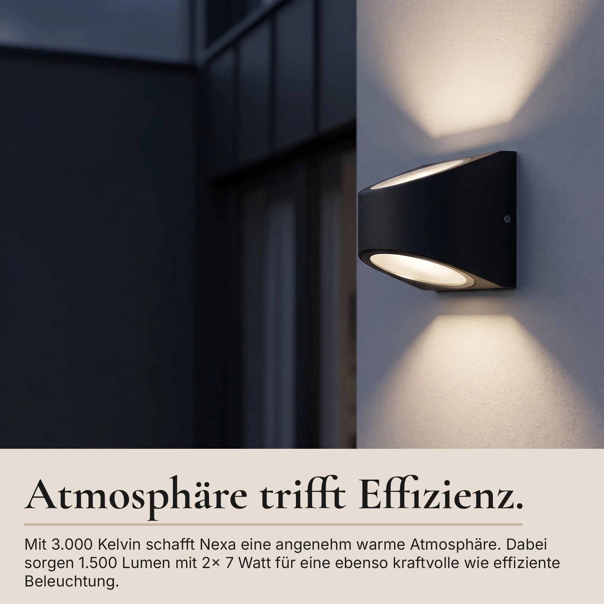 Ledyra Nexa – LED-Außenwandleuchte – Anthrazit – 14 W – Warmweiß – Eigenschaften im Überblick