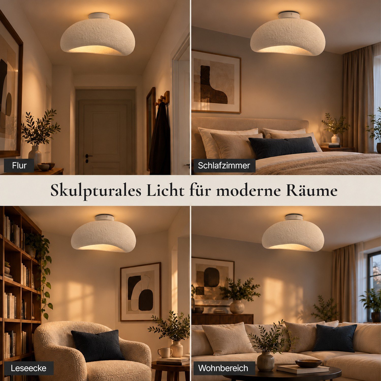 CUMULUS in Flur, Schlafzimmer, Leseecke und Wohnbereich