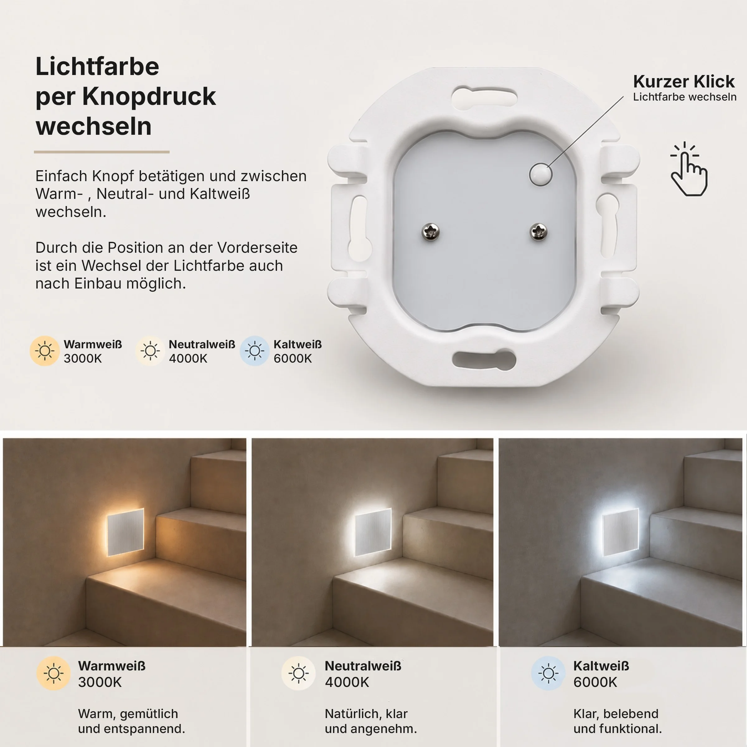 Ledyra Vela – LED-Treppenleuchte – Alu-Bicolor – IP20 – Eigenschaften im Überblick