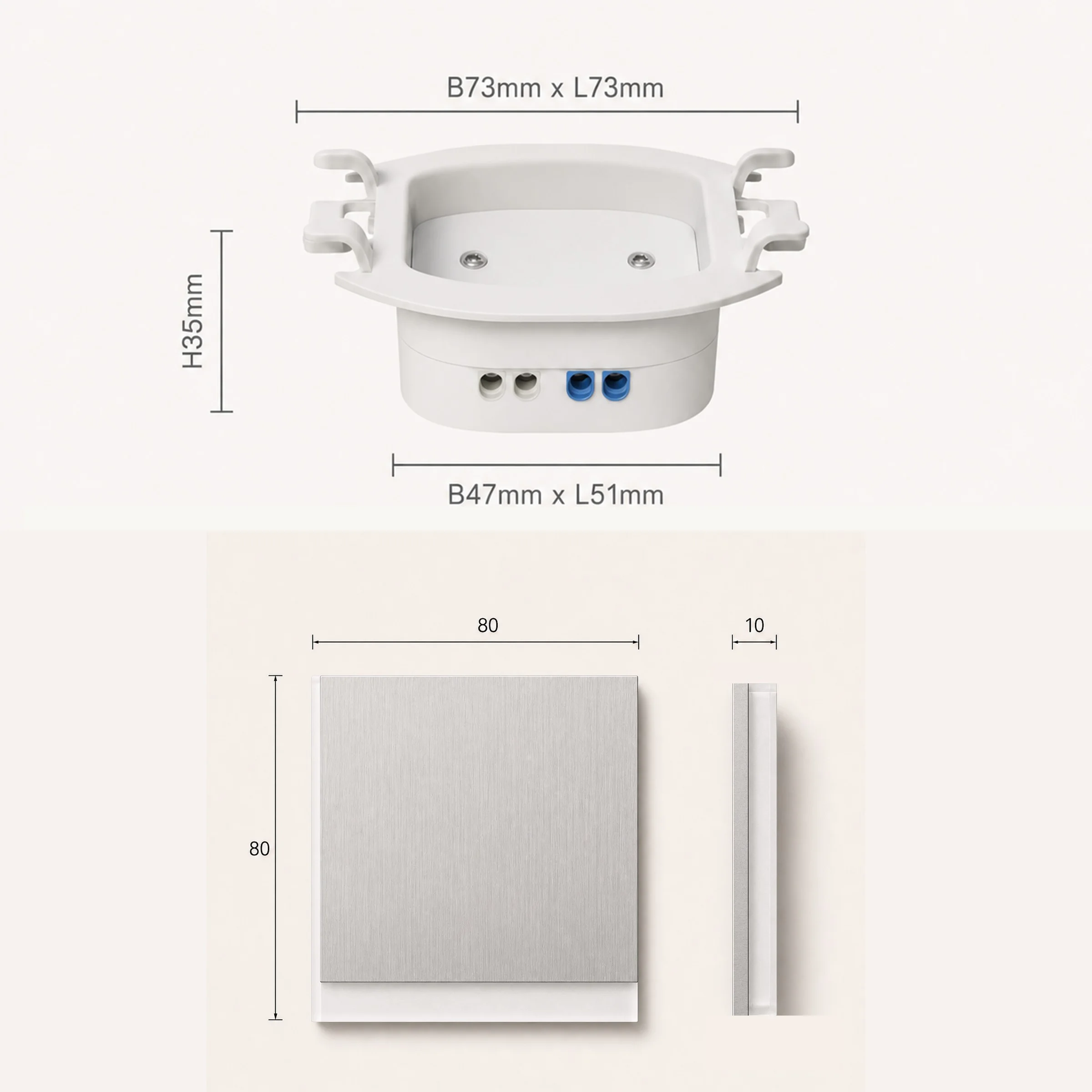 Ledyra Sirius – LED-Treppenleuchte – Alu-Bicolor – IP20 – Technische Zeichnung