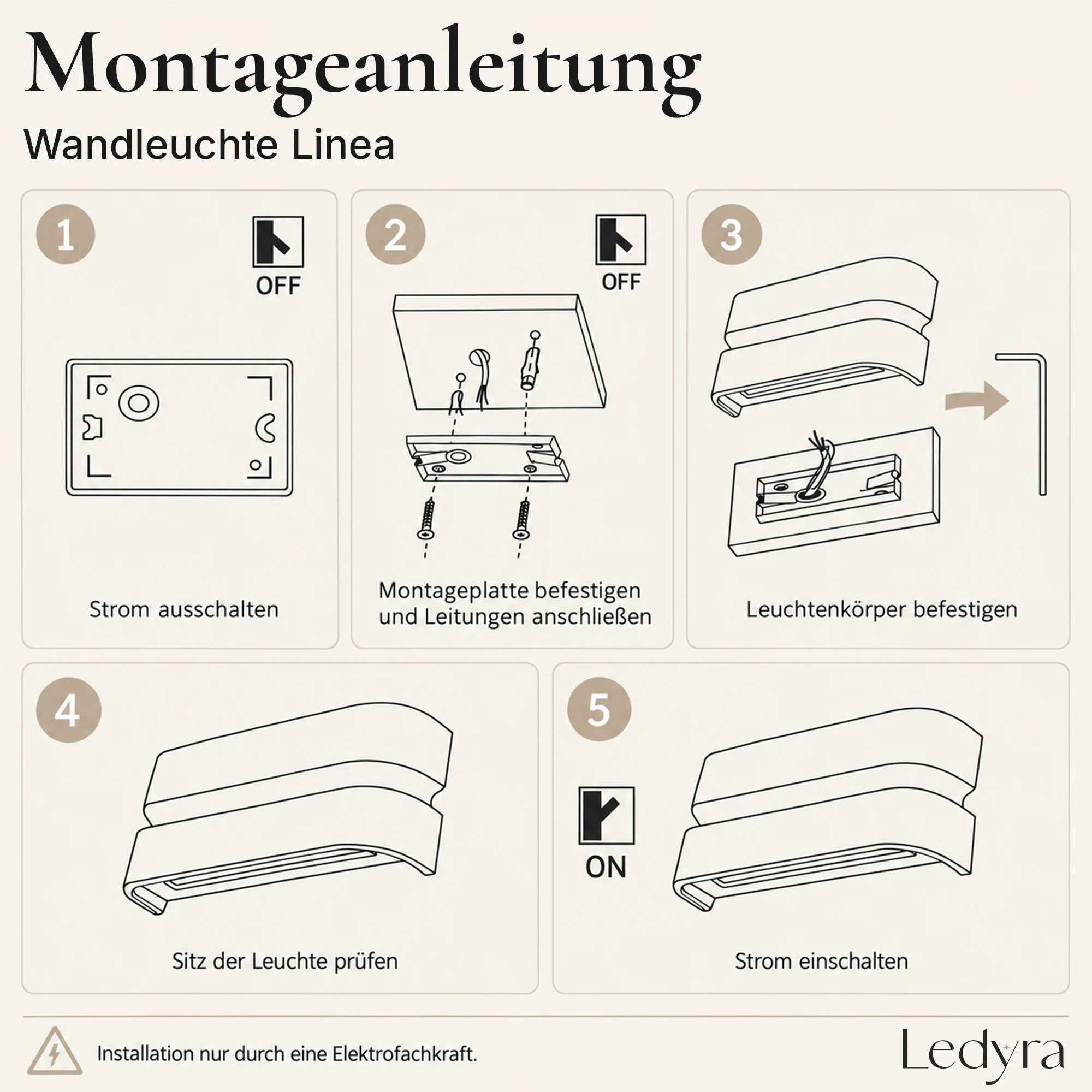 Ledyra Linea – LED-Außenwandleuchte – Silber – 24 W – Warmweiß – Technische Zeichnung