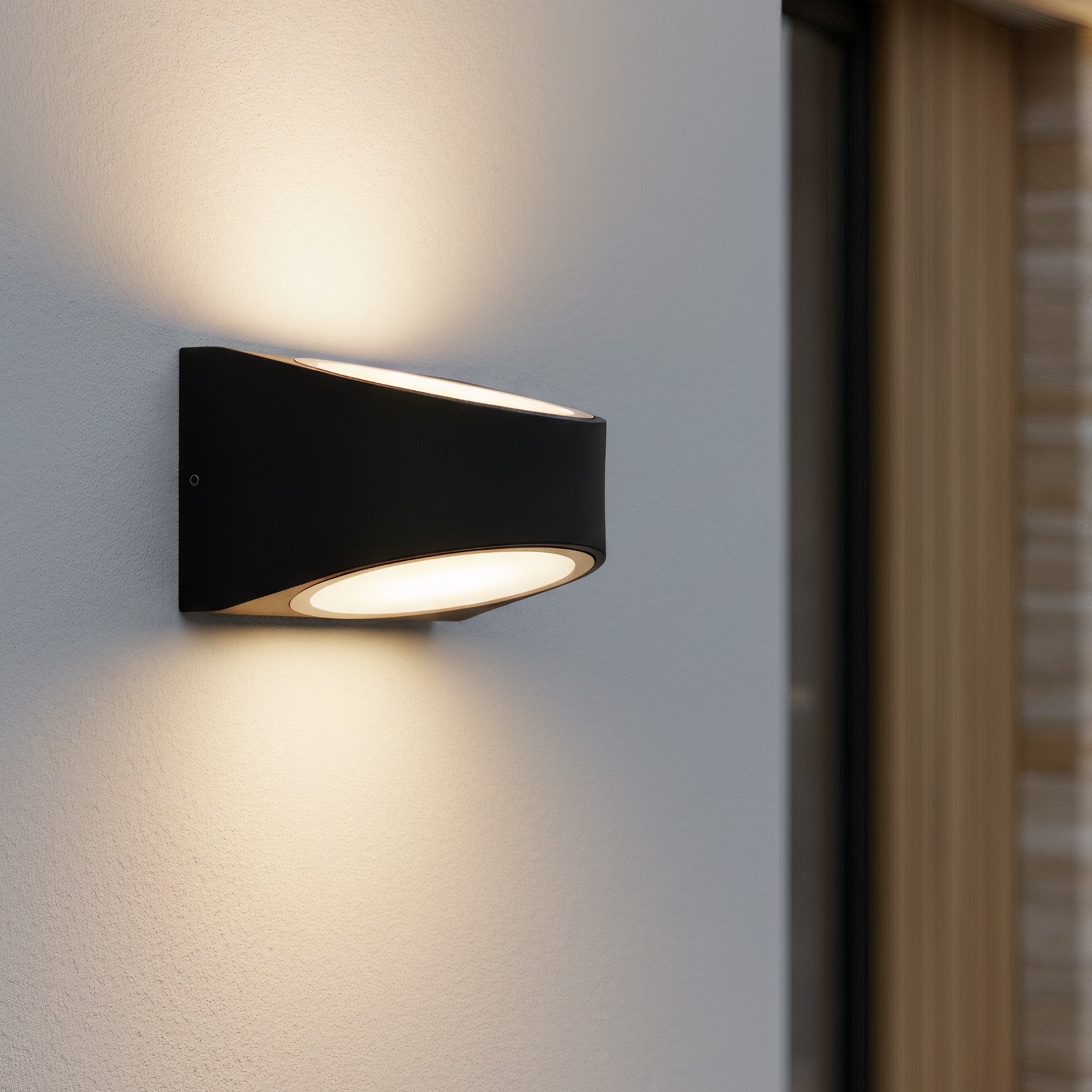 LED-Außenwandleuchte rund, Anthrazit, 14 W, Warmweiß 3000 K, IP54 – Ledyra Nexa