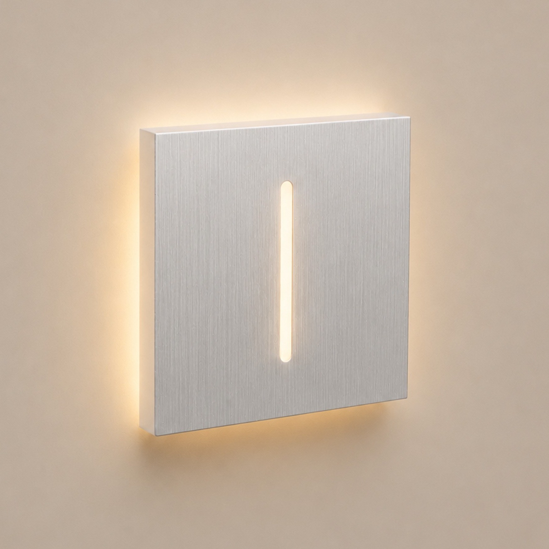 LED-Treppenleuchte mit Bewegungsmelder für innen und außen, eckig, Lichtlinie, Alu-Bicolor, IP44, 1,5 W – Ledyra Polaris