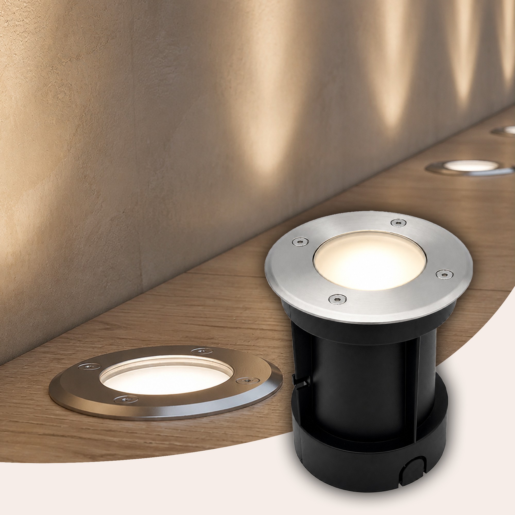 Bodeneinbaustrahler außen, rund, schwenkbar, Edelstahl, Lichtfarbe einstellbar, IP67, 230 V, 4,8 W, GU10 – Ledyra Atlas