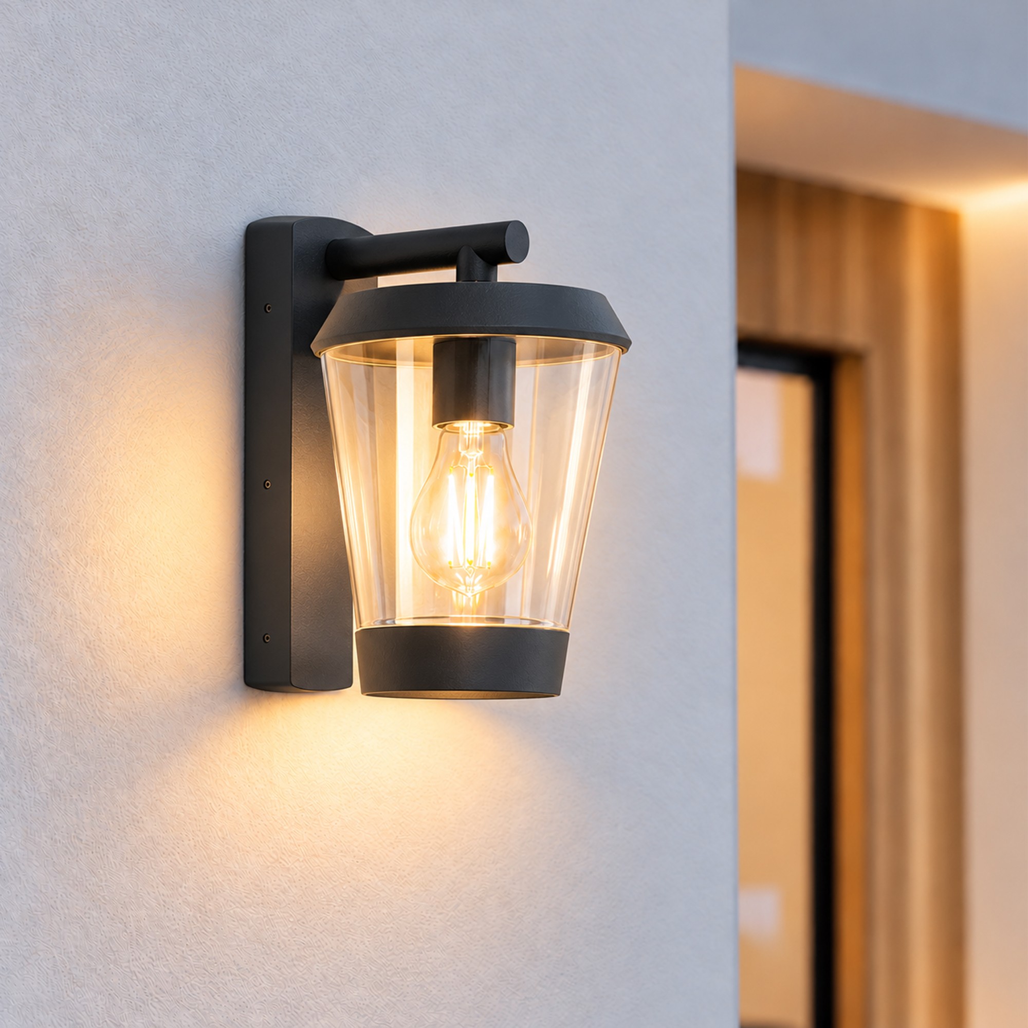 Außenwandleuchte rund, Anthrazit, E27, IP54, 50 W – Ledyra RUSTICA